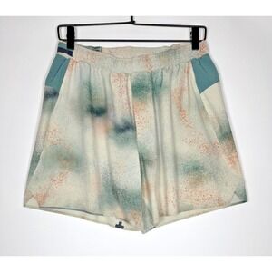 Lululemon Surge Shorts Mens Large 6 inch Lined Spray Camo Silver Green Running